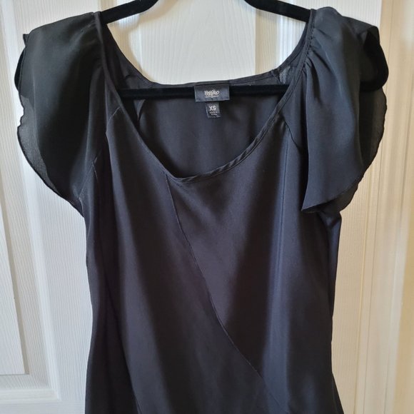 Wessino Flutter Sleeve Women's Asymmetrical Top - Black - Size XS - Picture 1 of 4